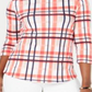 Charter Club Women's Cotton Plaid Boat Neck Top Pink Petite X-Small