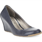 Kenneth Cole Reaction Women's Did U Tell Leather Wedge Heels Navy Size 10 M
