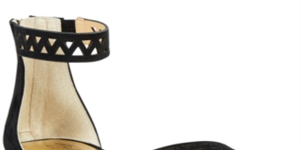 Thalia Sodi Women's Jacey Microfiber Geometric Flat Sandals Black Size 5M