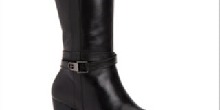 Giani Bernini Women's Rozario Leather Almond Toe Knee High Fashion Boots Black Size 7.5 W-WC
