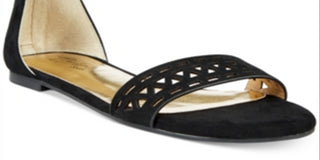 Thalia Sodi Women's Jacey Microfiber Geometric Flat Sandals Black Size 5.5M