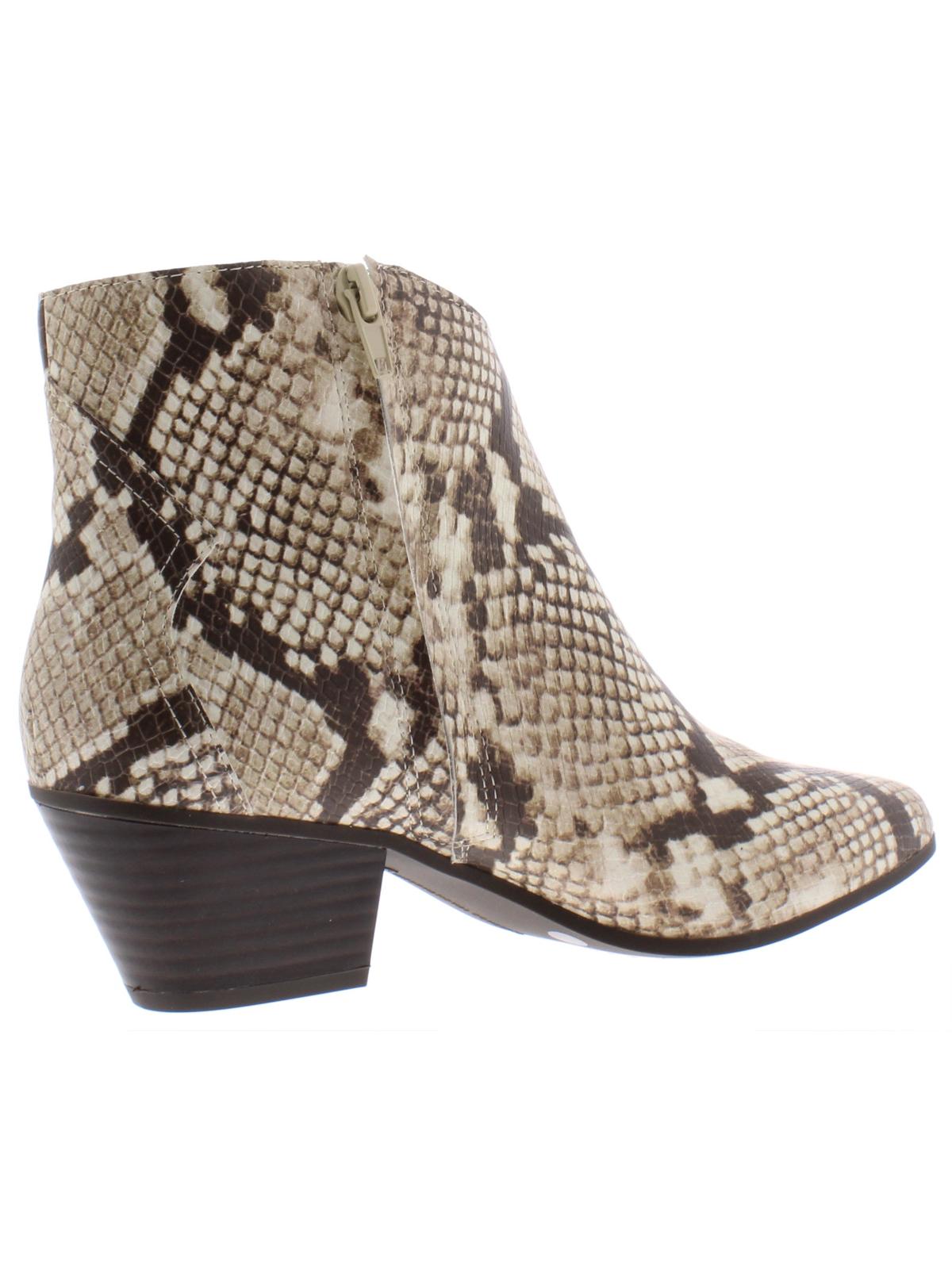 INC Women's Idra Faux Leather Almond Toe Booties Multi  Brown Size 7 M