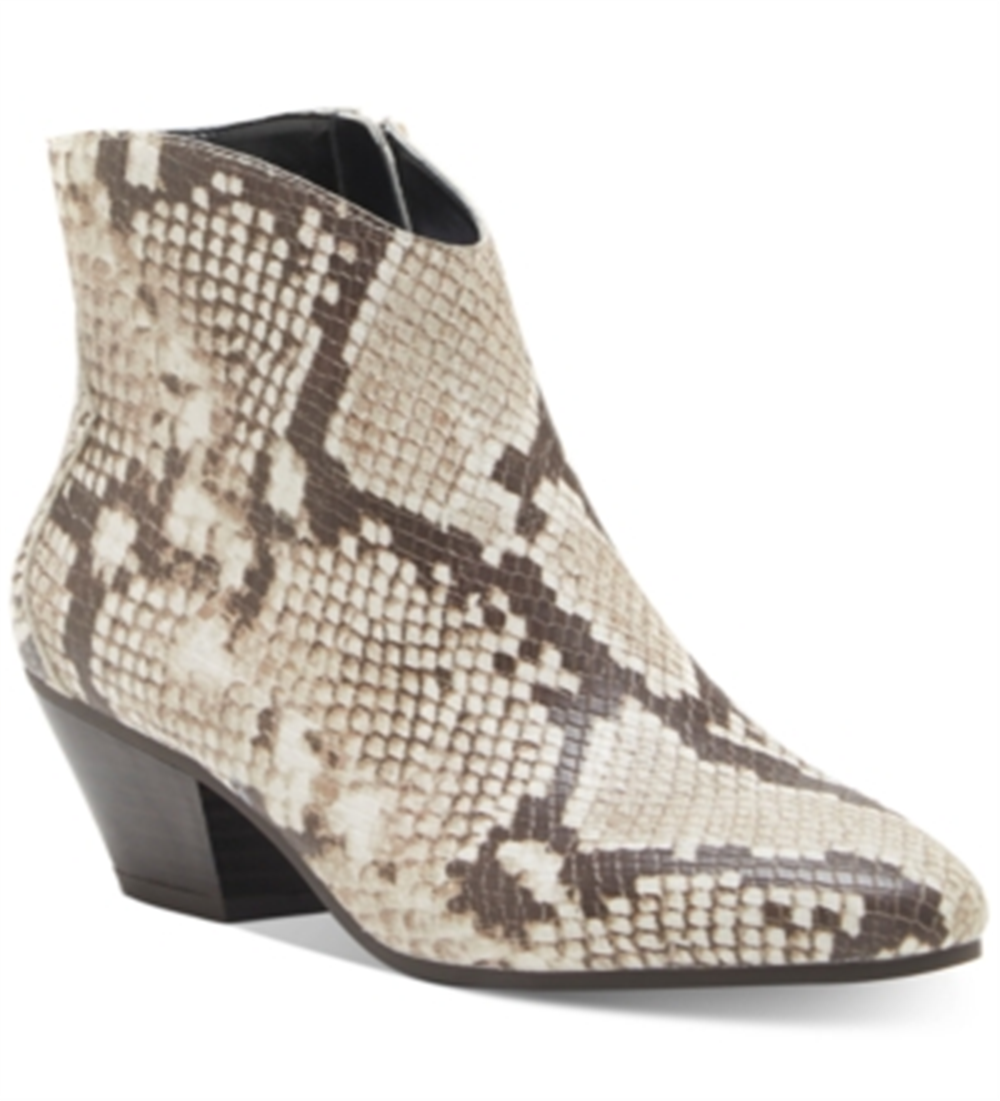 INC Women's Idra Faux Leather Almond Toe Booties Multi  Brown Size 7 M