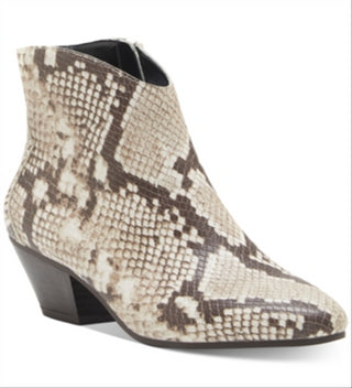 INC Women's Idra Faux Leather Almond Toe Booties Multi  Brown Size 7 M