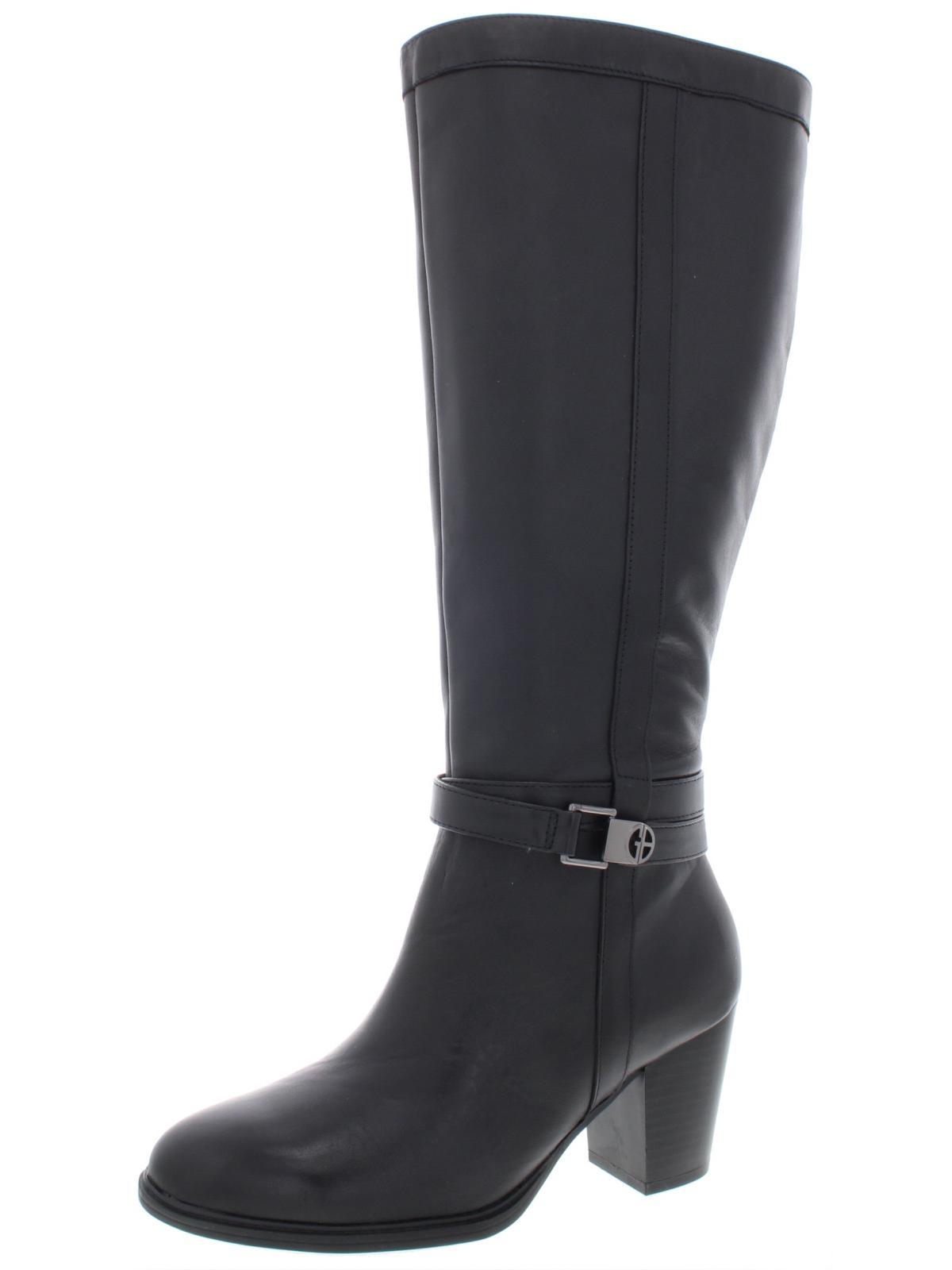 Giani Bernini Women's Rozario Leather Almond Toe Knee High Fashion Boots Black Size  6.5