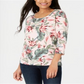 Karen Scott  Women's Palm-Print 3/4-Sleeve Top  Blush Pink Size 2XL