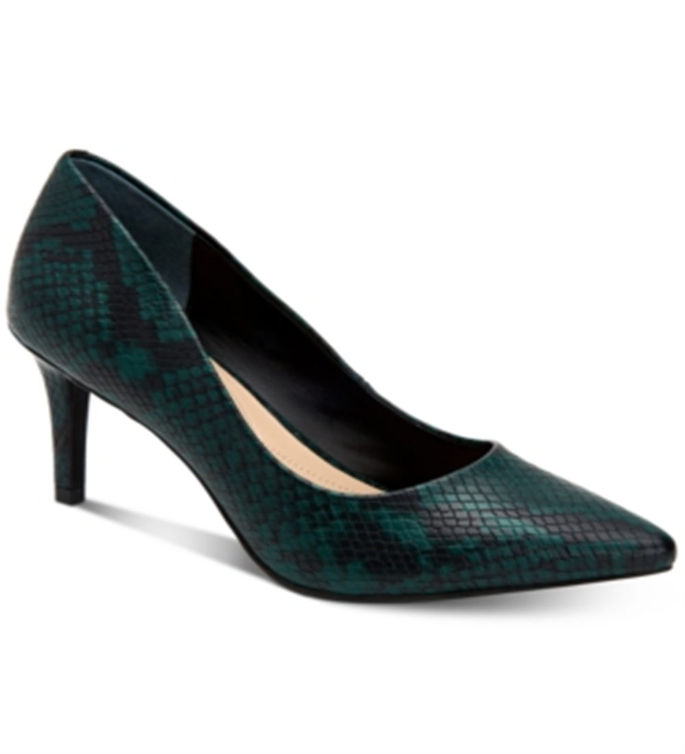Alfani Womens Jeules Faux Leather Snake Print Pumps Green Size -5M