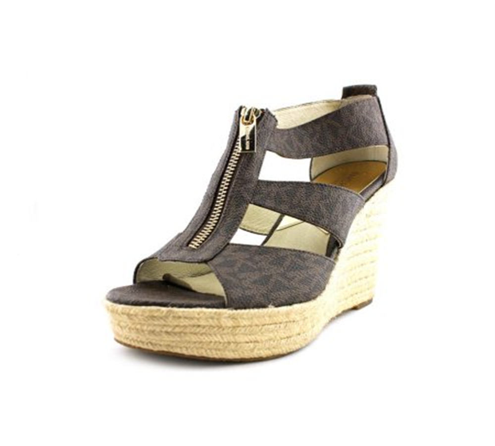 Michael Kors Women's Compense Damita Logo Sandale -Brown Size 10 M