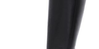 Alfani Women's Stretch Gore Hardware Detail Padded Perrii Round Toe Block Heel Zip up Leather Heeled Boots Black Size 10 M