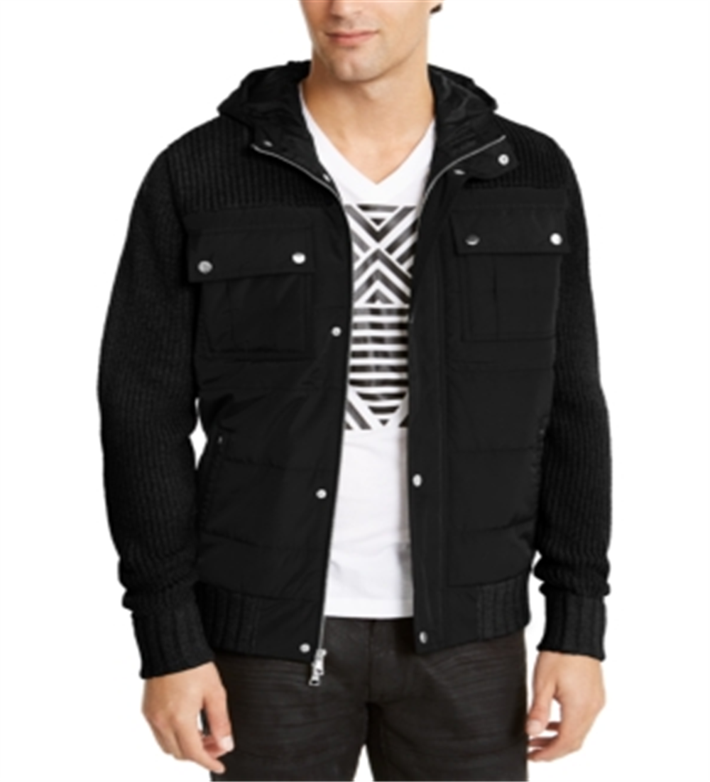 INC Men's  Quilted Color Block Jacket Black Size Small