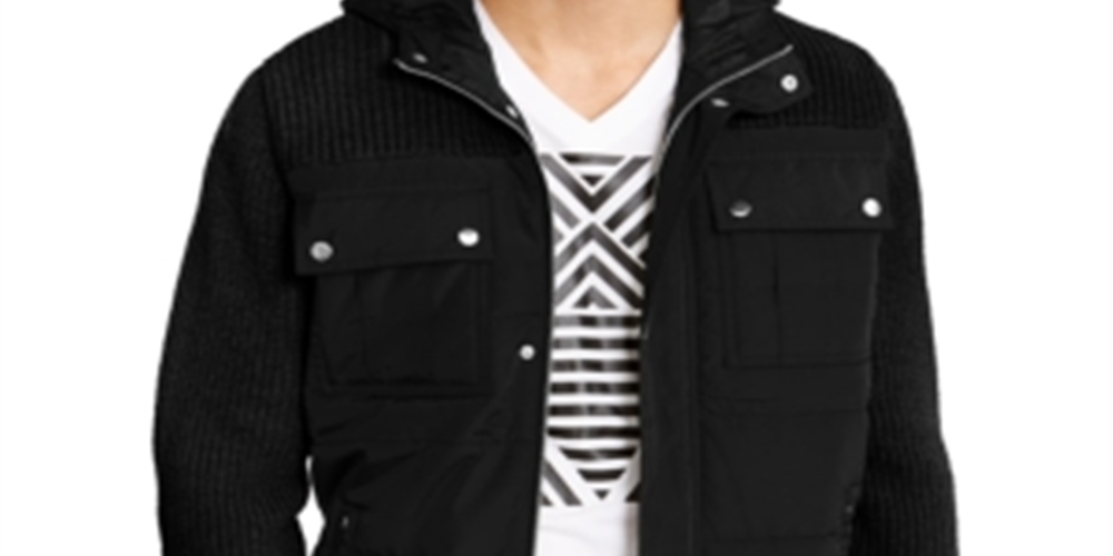 INC Men's  Quilted Color Block Jacket Black Size Small