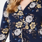 Charter Club Women's Floral-Print V-Neck Top Intrepid Blue Combo Size S
