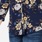 Charter Club Women's Floral-Print V-Neck Top Intrepid Blue Combo Size S