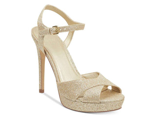 Guess Women's Jordie Peep Toe Special Occasion Slingback Sandals Gold Size 6