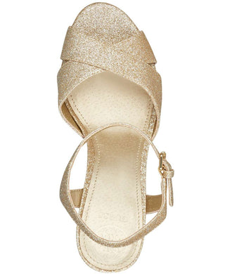 Guess Women's Jordie Peep Toe Special Occasion Slingback Sandals Gold Size 6