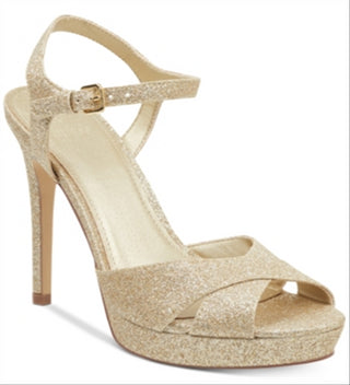 Guess Women's Jordie Peep Toe Special Occasion Slingback Sandals Gold Size 6