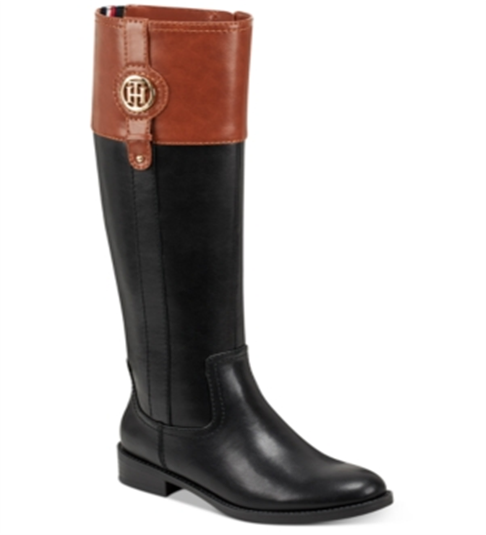 Tommy Hilfiger Women's Imina 3 Faux Leather Knee-High Riding Boots Black Size 7 M