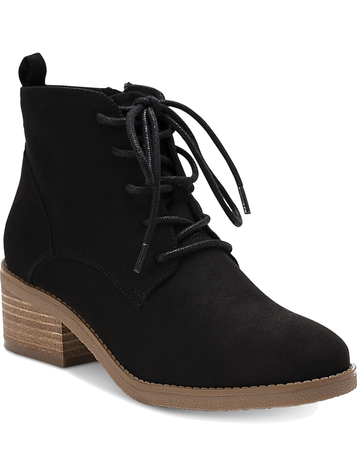 Style & Co Women's Pull-Tab Lace Cushioned Rizio Round Toe Block Heel Zip-up Booties Black Size 10 M