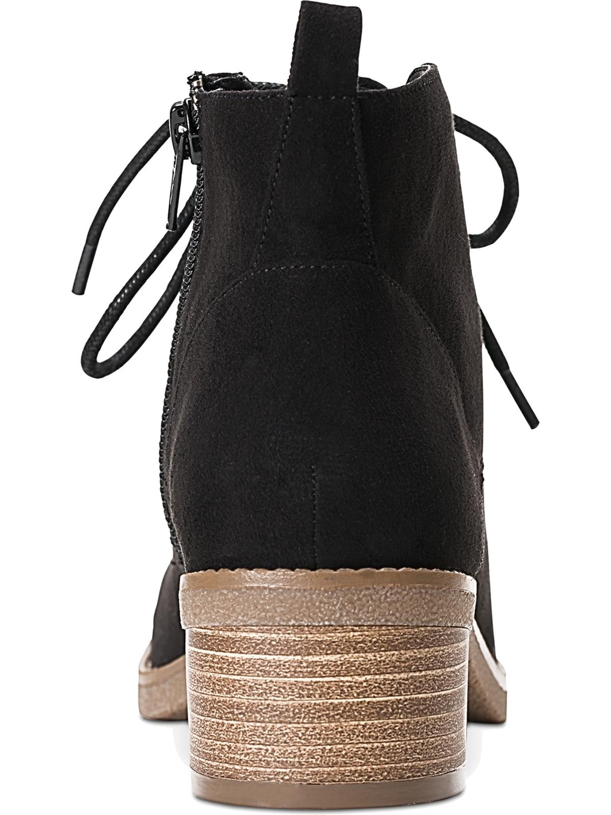 Style & Co Women's Pull-Tab Lace Cushioned Rizio Round Toe Block Heel Zip-up Booties Black Size 10 M