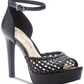 Jessica Simpson Womens Beeya Fabric Peep Toe Special Occasion Ankle Strap San... Black Size 10 M