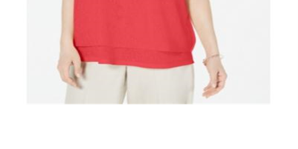 Alfani  Women's Petite Layered-Look V-Neck Top Coral  Size Petite M