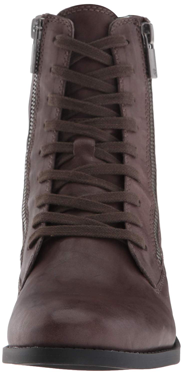 Lucky Brand Women's Hildran Leather Almond Toe Ankle Fashion Boots Brown Size 5.5M