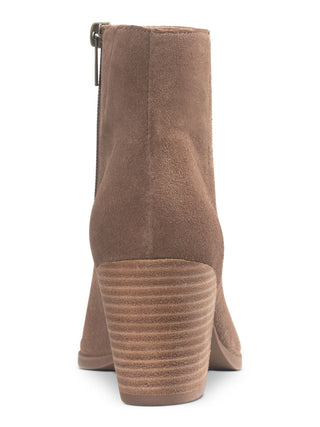 American Rag Women's Comfort Eryn Pointed Toe Block Heel Zip up Leather Booties Brown Size 6 M