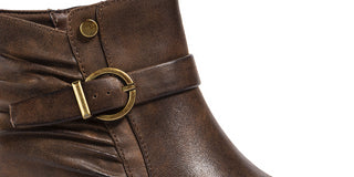 BareTraps Women's Russell Block Heel Ruched Booties Brown  Size 7.5 M