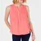 Charter Club Women's Pintucked Top Pink Size Petite