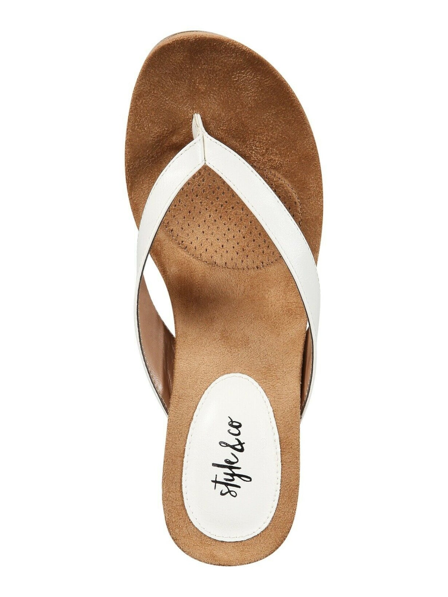 Style & Co  Women's Platform Padded Comfort Chicklet Round Toe Wedge Slip on Thong Sandals Brown Size  9.5 M