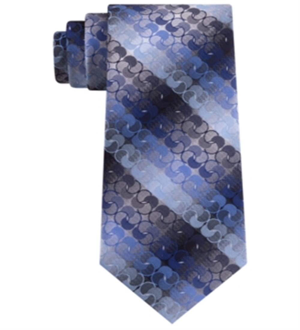 Van Heusen Men's Geometric Stripe Classic Neck Tie Blue Size Regular