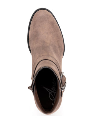 American Rag Women's Zipper Trim Buckle Accent Comfort Milly Round Toe Block Heel Zip up Booties Brown Size 5 M