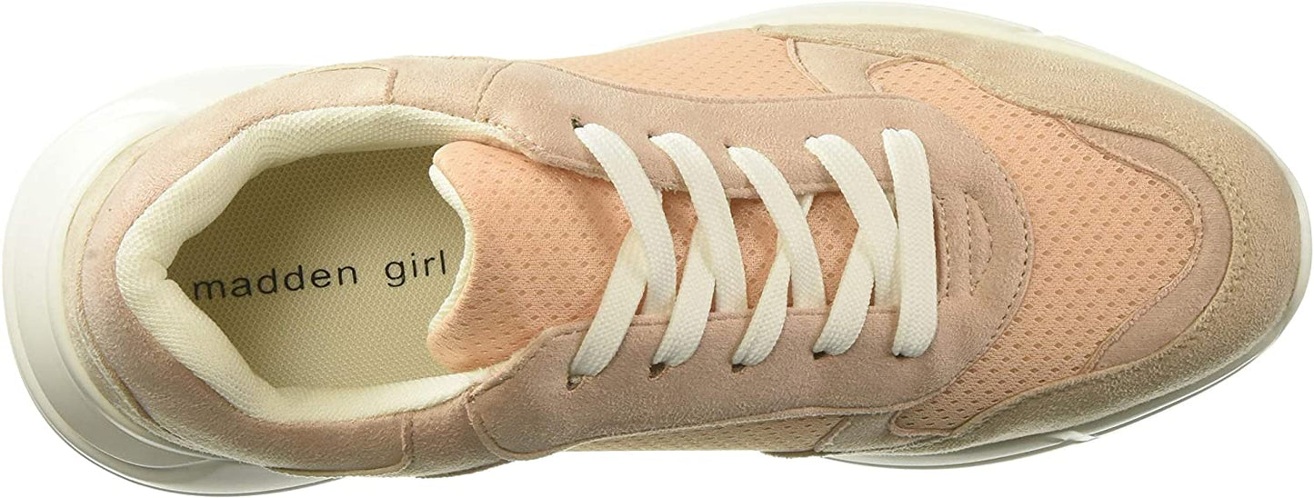 Madden Girl Women's Burrel Low Top Lace up Fashion Sneakers Blush Size 9.5M