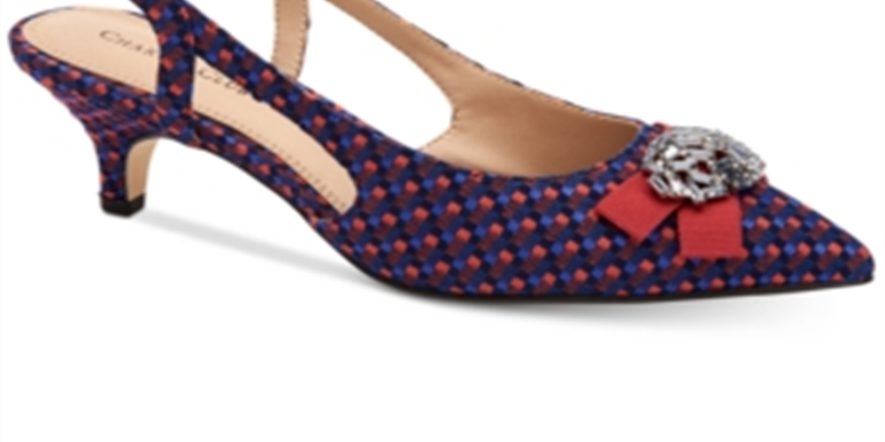 Charter Club Women's Lollee Bow Slingback Pumps Navy-Pink Size 5M