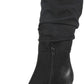 White Mountain Women's Trunell Tall Slouch Boot Black Waxy Suedette Black Size 6 M