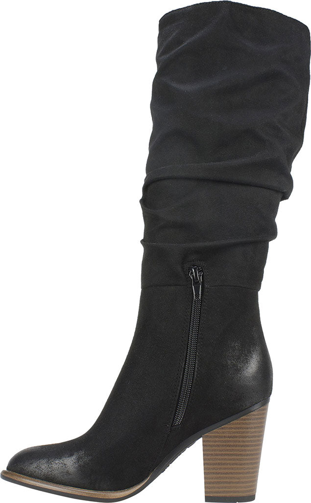 White Mountain Women's Trunell Tall Slouch Boot Black Waxy Suedette Black Size 6 M