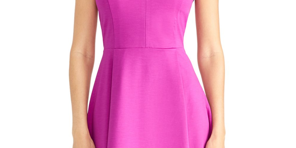 Rachel Roy Women's  V Neck Sleeveless Fit + Flare Dress New Purple Size XXL