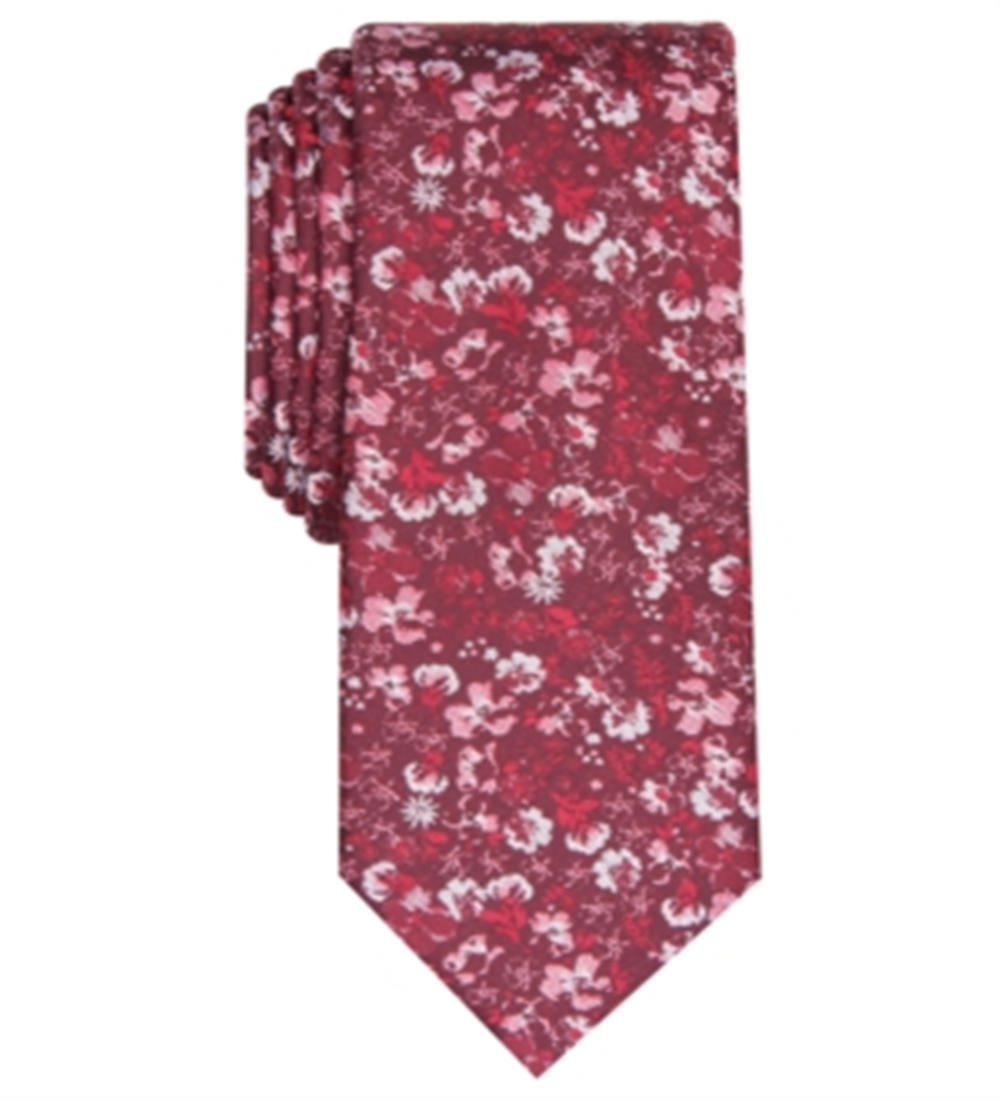 Bar III Men's Alpine Skinny Floral Tie Red One Size