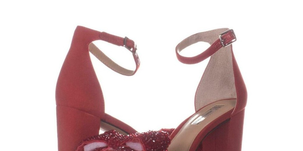 INC International Concepts Women's Kivah Fabric Open Toe Casual Ankle Strap Sandle Red Size 7 M
