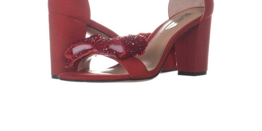 INC International Concepts Women's Kivah Fabric Open Toe Casual Ankle Strap Sandle Red Size 7 M