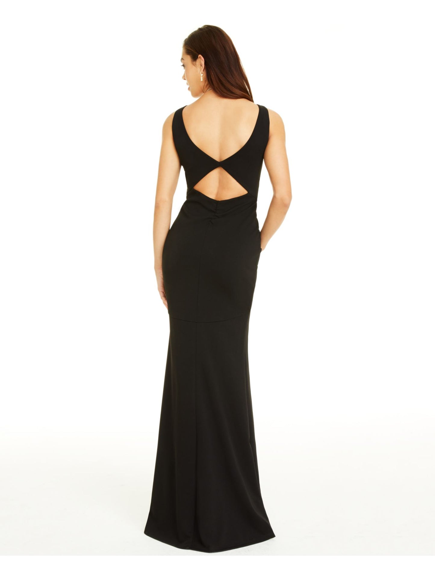 Emerald Sundae Women's Cut Out Back Sleeveless V Neck Maxi Dress Black Size XX-Small