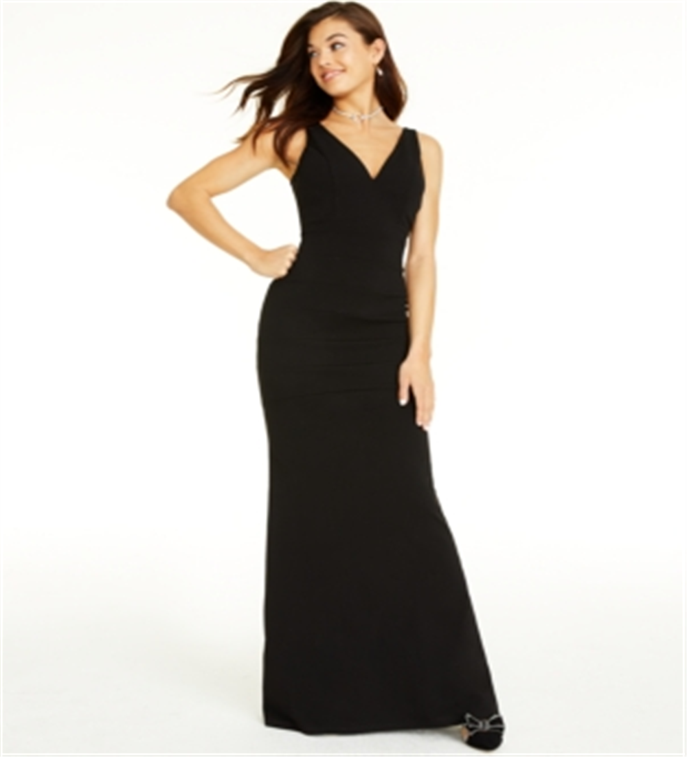 Emerald Sundae Women's Cut Out Back Sleeveless V Neck Maxi Dress Black Size XX-Small