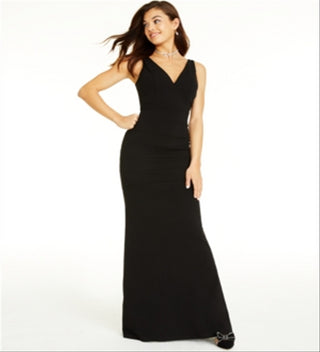 Emerald Sundae Women's Cut Out Back Sleeveless V Neck Maxi Dress Black Size XX-Small