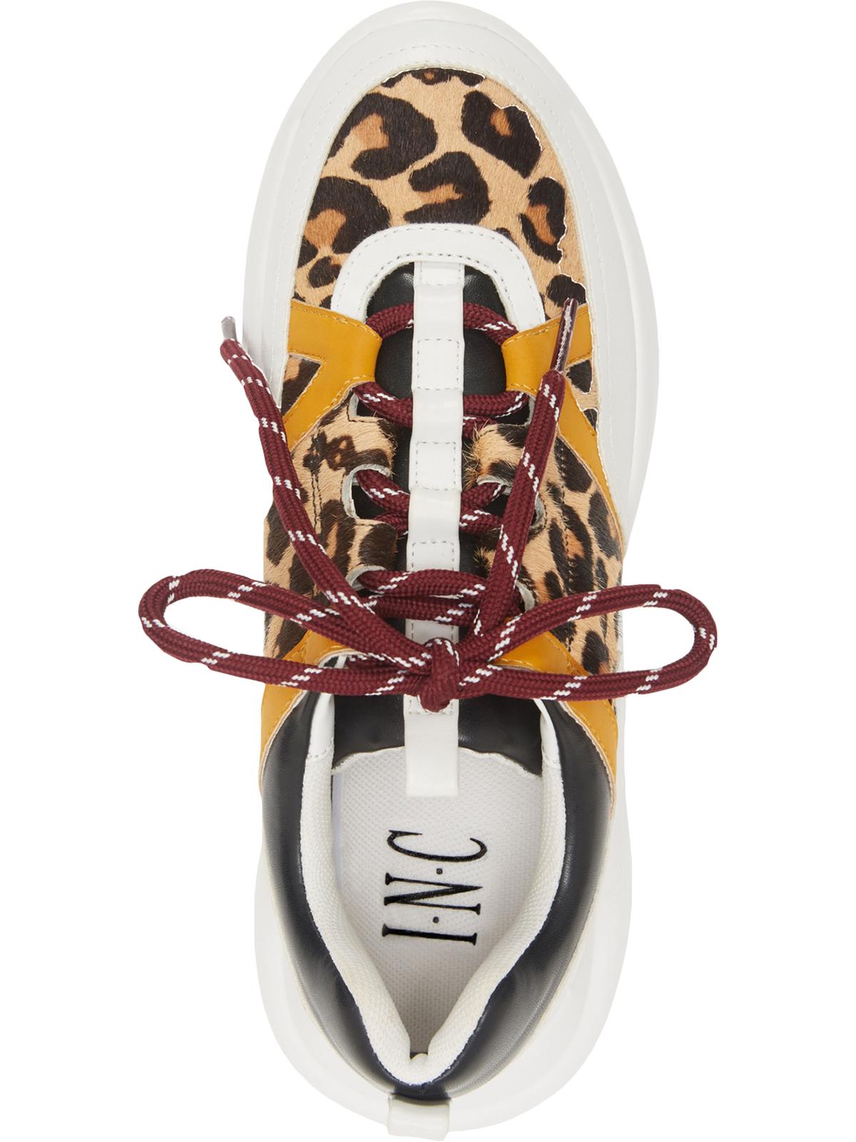 INC Women's Gemella Leather Animal Print Dad Sneakers White Size 9 M