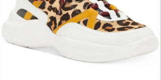 INC Women's Gemella Leather Animal Print Dad Sneakers White Size 9 M