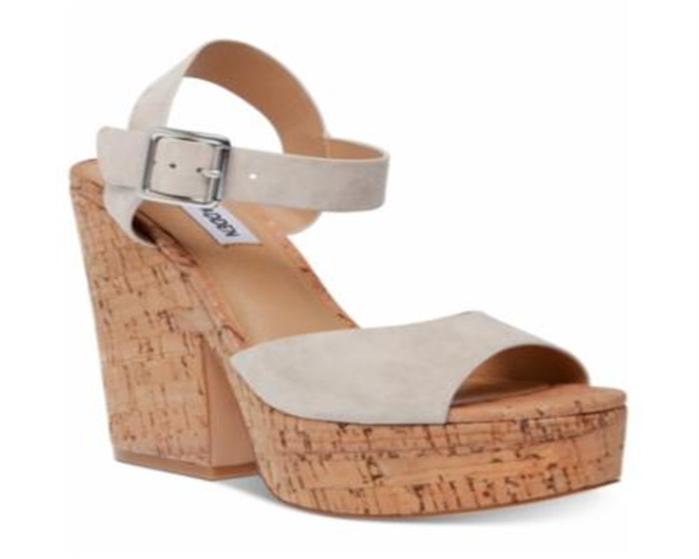 Steve Madden Women's Shoes Jess Leather Open Toe Special, Bone Suede, Size 9.5