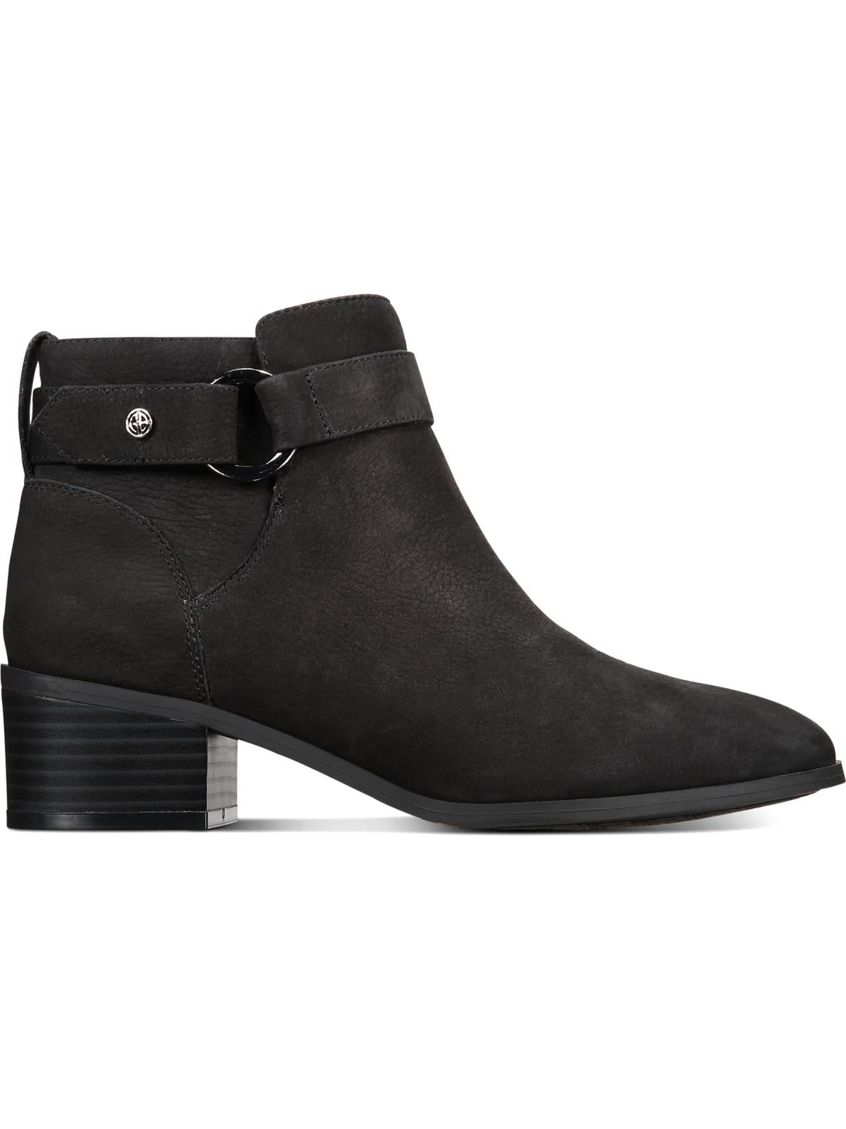 Giani Bernini Women's Leather Putneyy Memory Foam Block Heel Boot Black Size 6M