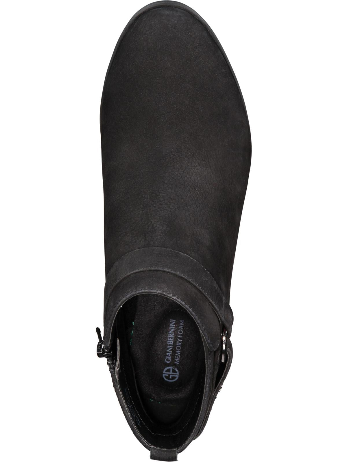 Giani Bernini Women's Leather Putneyy Memory Foam Block Heel Boot Black Size 6M