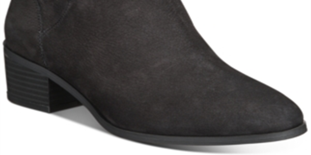 Giani Bernini Women's Leather Putneyy Memory Foam Block Heel Boot Black Size 6M