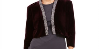Calvin Klein Women's Rhinestone Velvet Formal Jacket Purple Size X-Large
